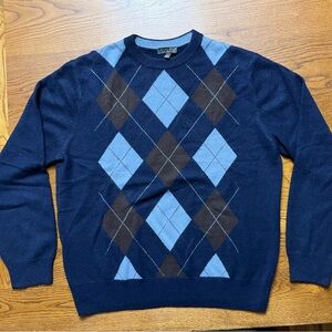 Cashmere Men's Blue Argyle Sweater